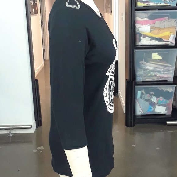 New Black Owl Print 3/4 sleeve T-shirt - Picture 3 of 4